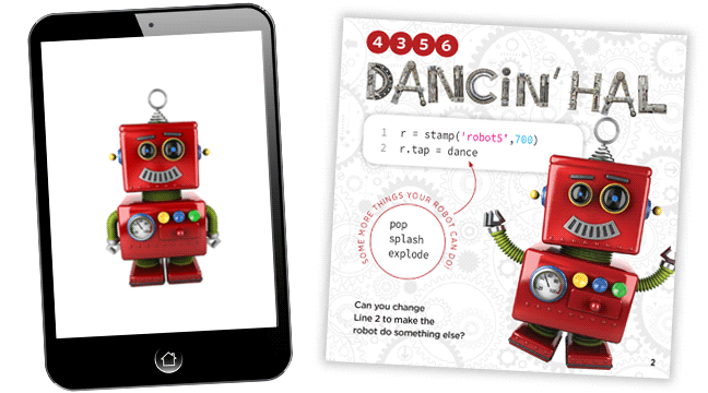A simple app for kids to code, with Hal the dancing robot