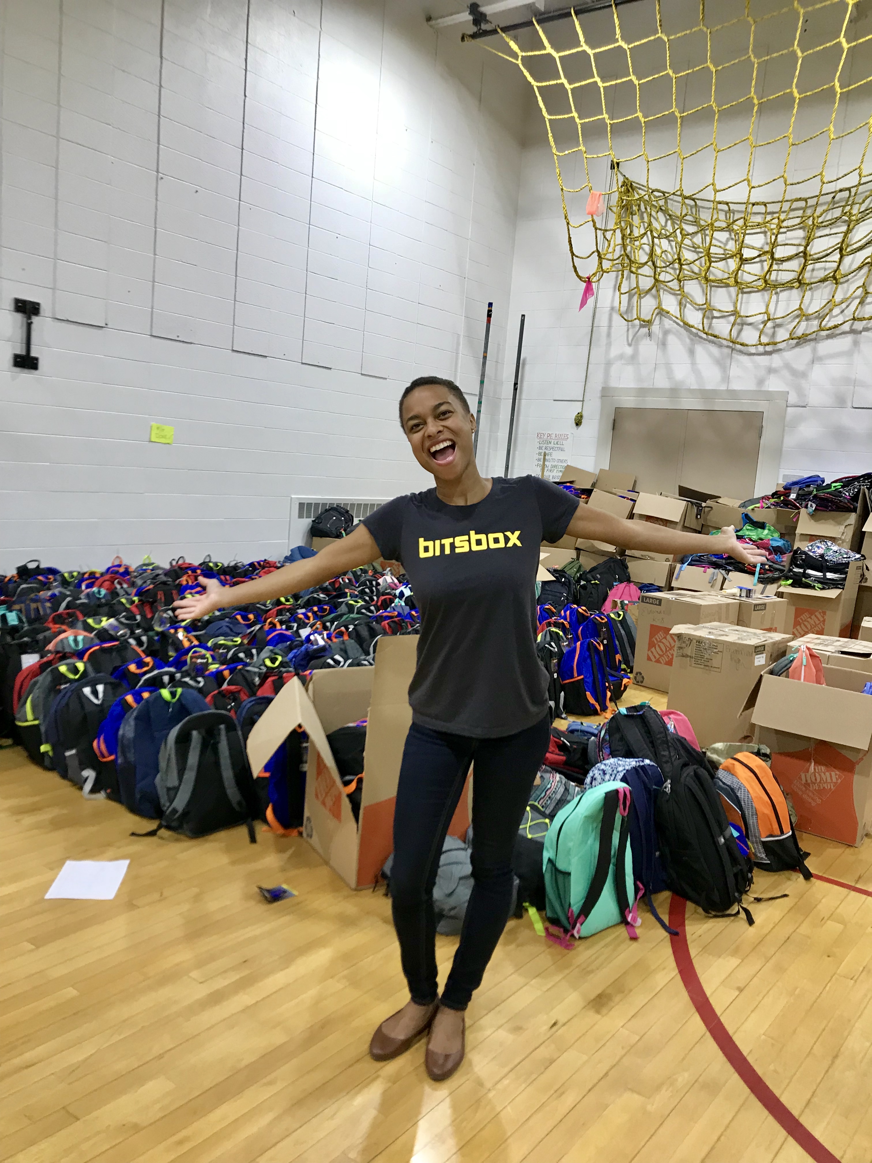 Alexandria at the backpack drive
